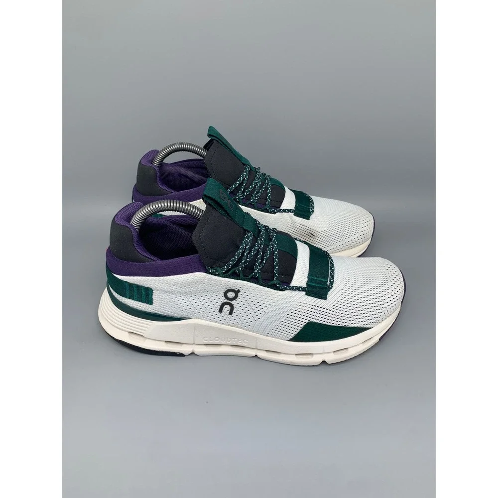On Cloudnova White Purple Green Running Shoes 26.99115 Women's Sz 9